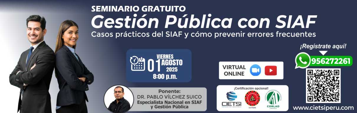 SEMINARIO GRATUITO GESTIÓN PÚBLICA CON SIAF 2025